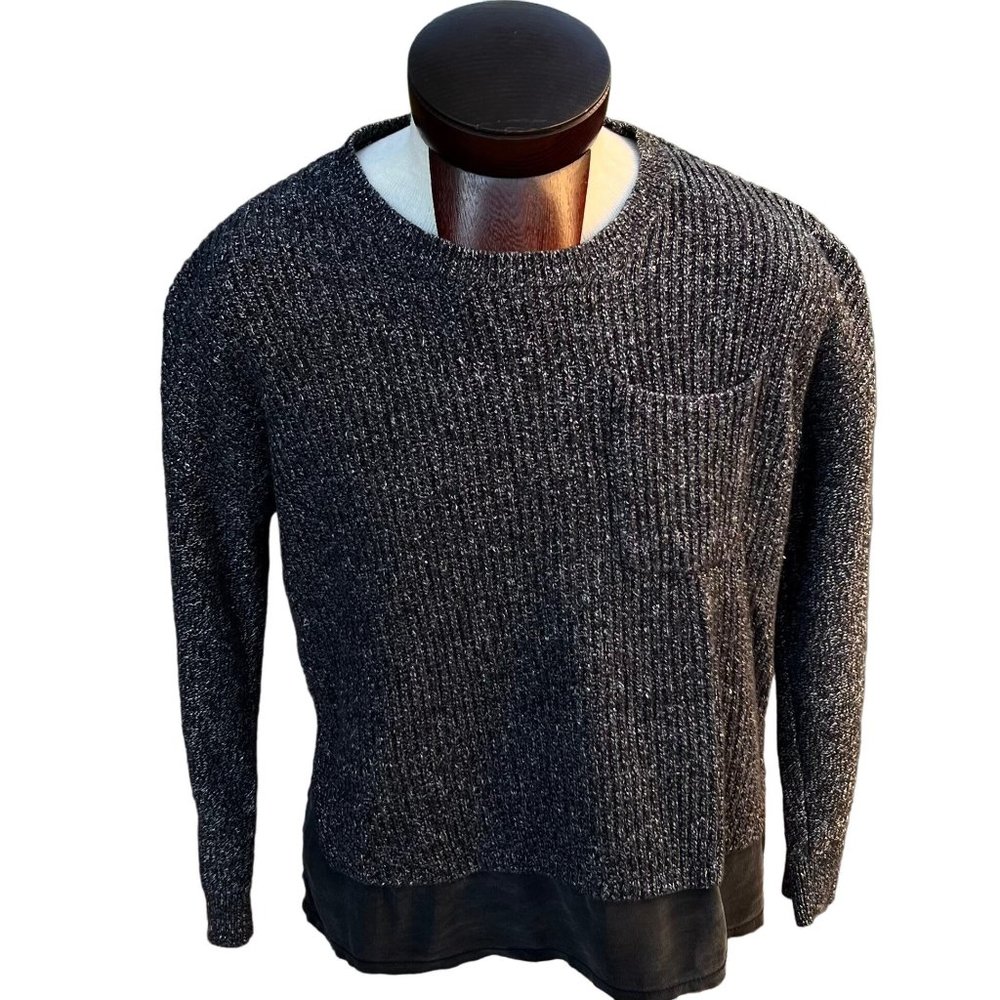 Madewell Womens Sweater with Uneven Silk Hem Accent Long Sleeve Size Large